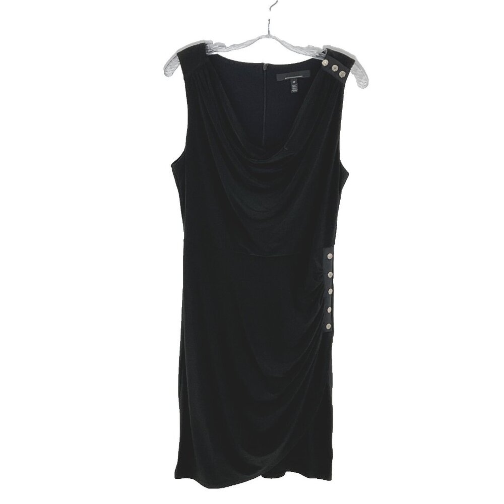 White House Black Market‎ Dress Women 8 Petite Black Sleeveless Lined Ruched